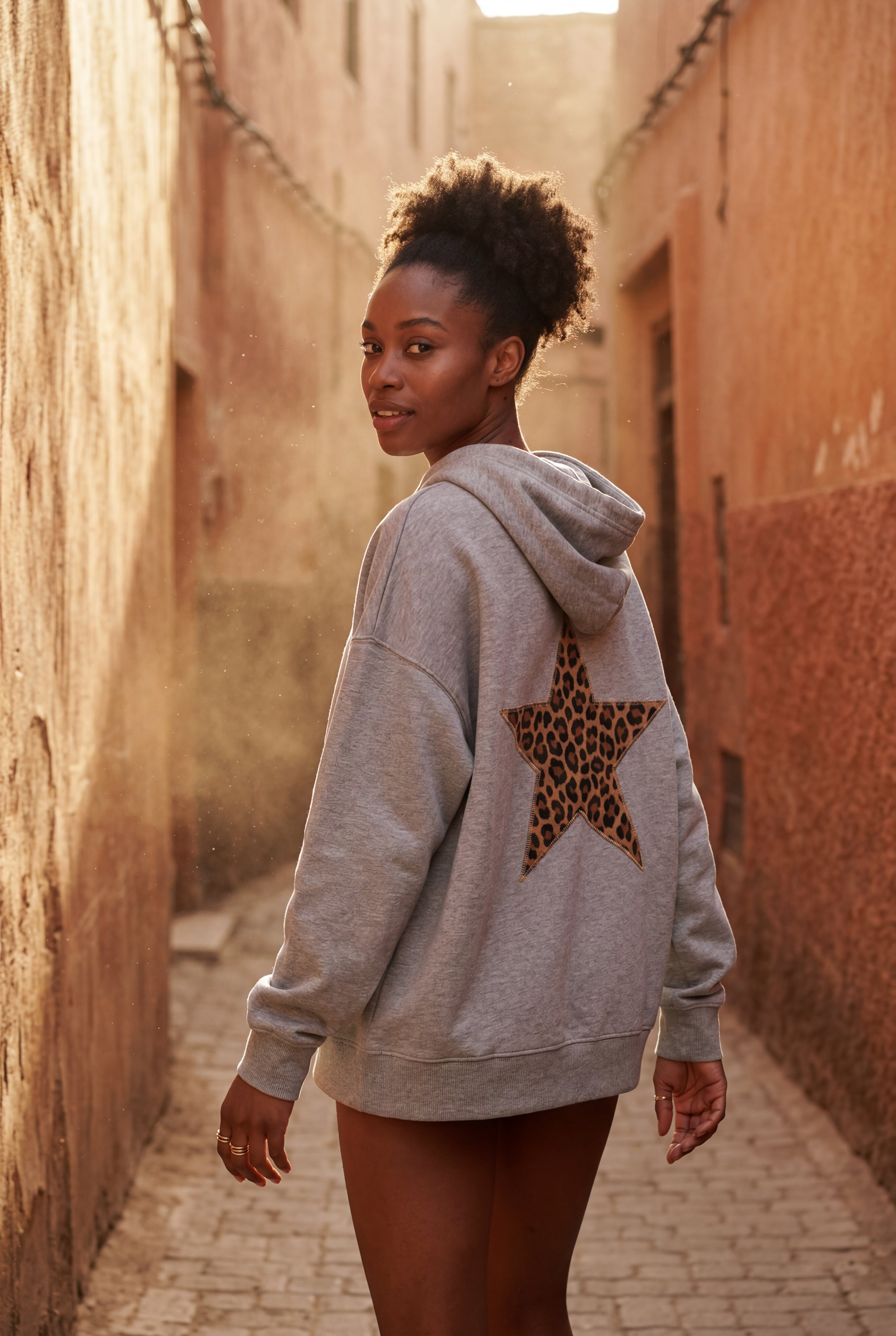 Lia | Leopard Print Star Back Oversized Hoodie