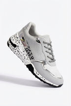 Lia | Metallic Panel Chunky Animal Print Walking Sneakers