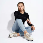 Lia | Metallic Panel Chunky Animal Print Walking Sneakers