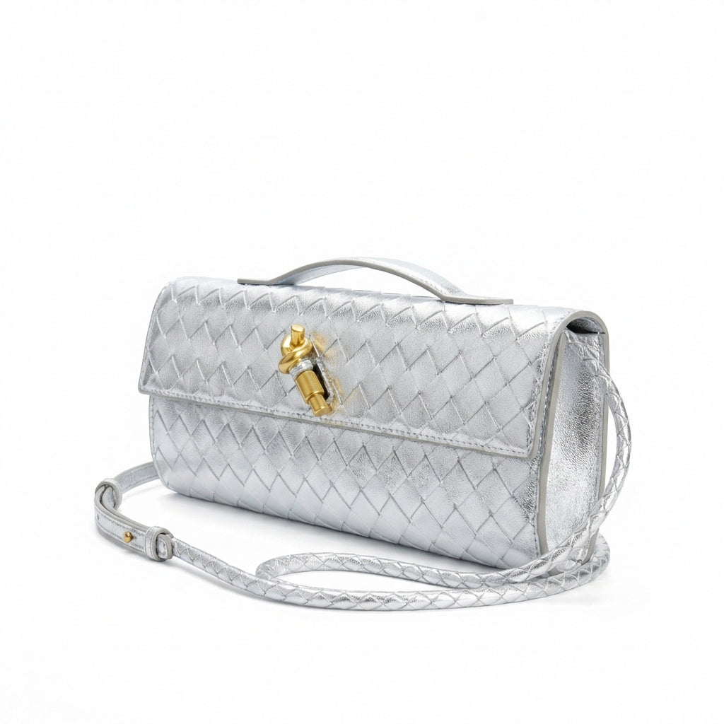 Lieke | Metallic Structured Clutch Shoulder Bag