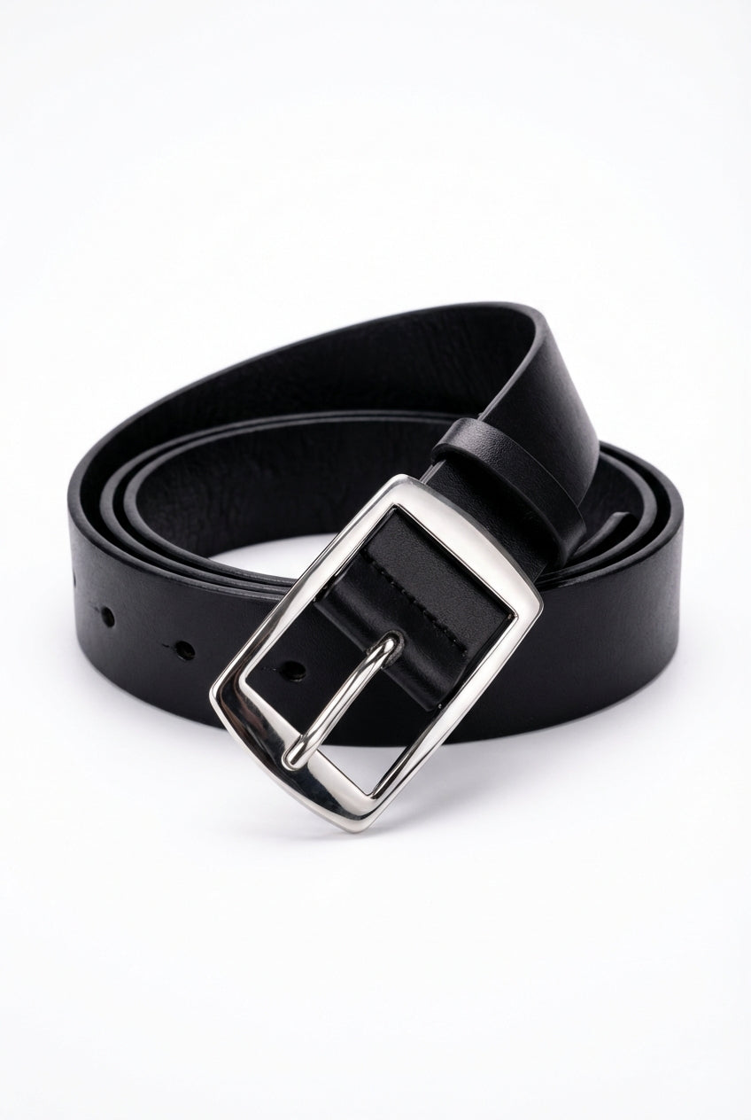 Kian | Rectangular Buckle Classic Dress Belt with Smooth Finish
