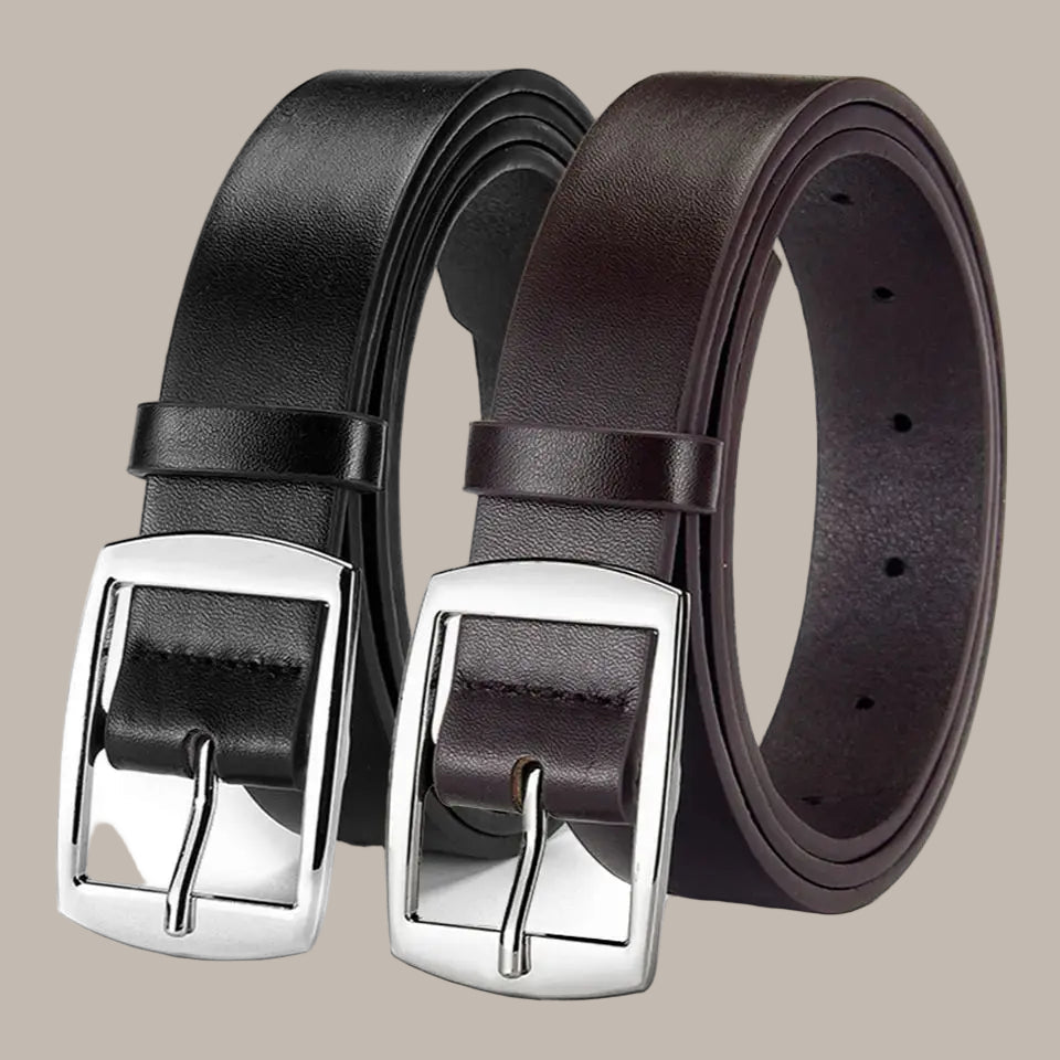 Kian | Rectangular Buckle Classic Dress Belt with Smooth Finish
