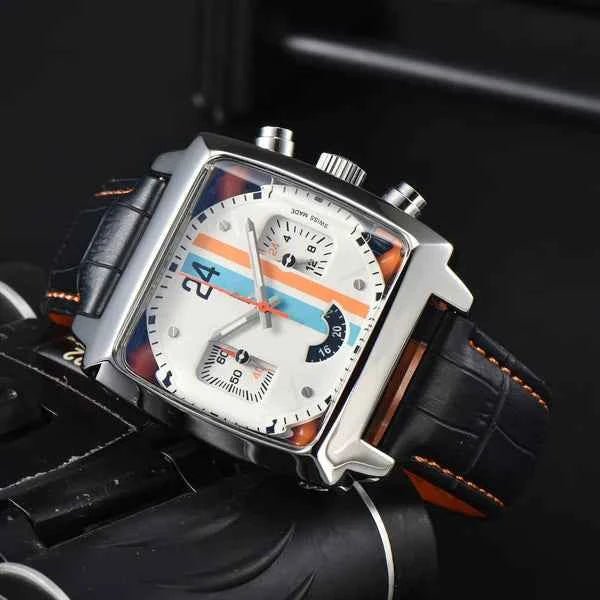 Liam | Square Dial Chronograph Watch with Racing Stripe Detail