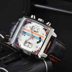 Liam | Square Dial Chronograph Watch with Racing Stripe Detail