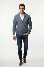 Liam | Shawl Collar Cable Button Cardigan