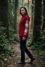 Lia | Oversized Cable Hoodie with Checked Sleeves