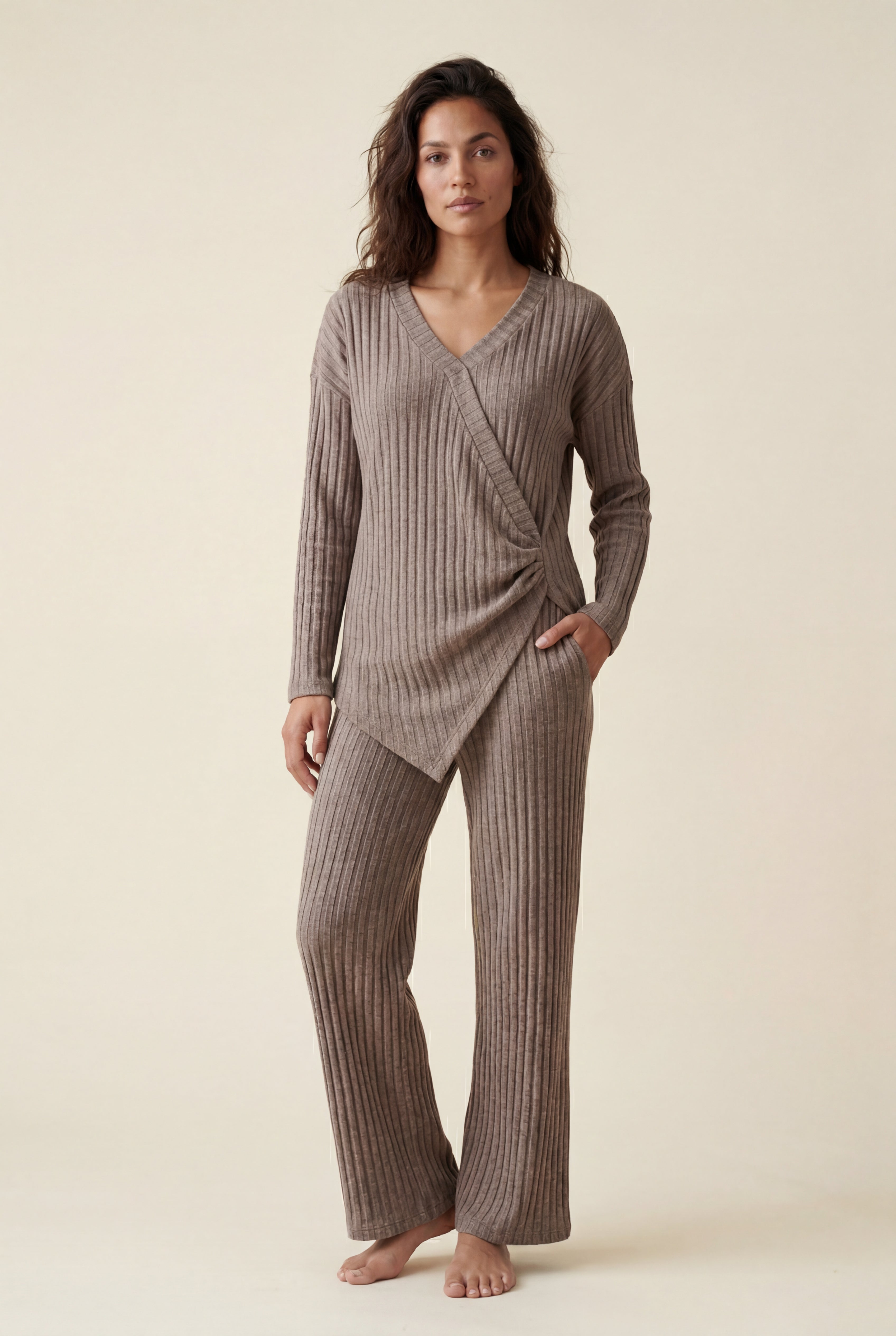 Lisa | Ribbed Wide-leg Two-piece Loungewear Set