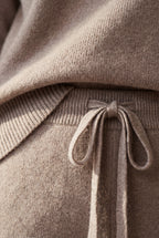 Lisa | Taupe Relaxed Turtleneck Lounge Set with Wide Leg Pants