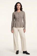 Women's Ribbed Button-Front Peplum Cardigan | Senna