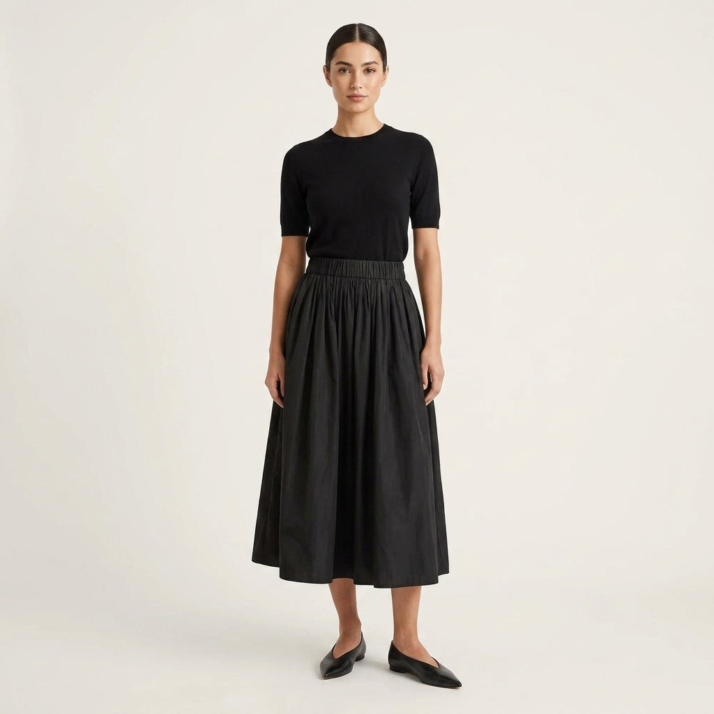Elcevi | Elegant Midi A-Line Skirt For Women