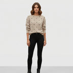 Elcevi | Long Sleeve Polka Dot Knit Sweater For Women