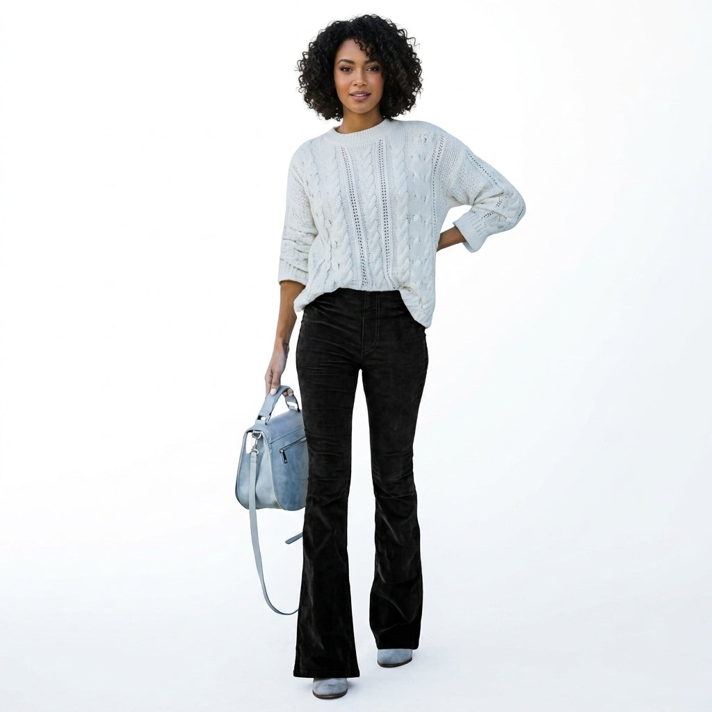 Elcevi | Women's Flared Corduroy Pants For Women