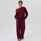 Elcevi | Sporty Casual Two-Piece Set with Off-Shoulder Design For Women