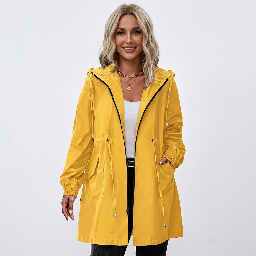 Elcevi | Rain Jacket with Hood and Zipper For Women