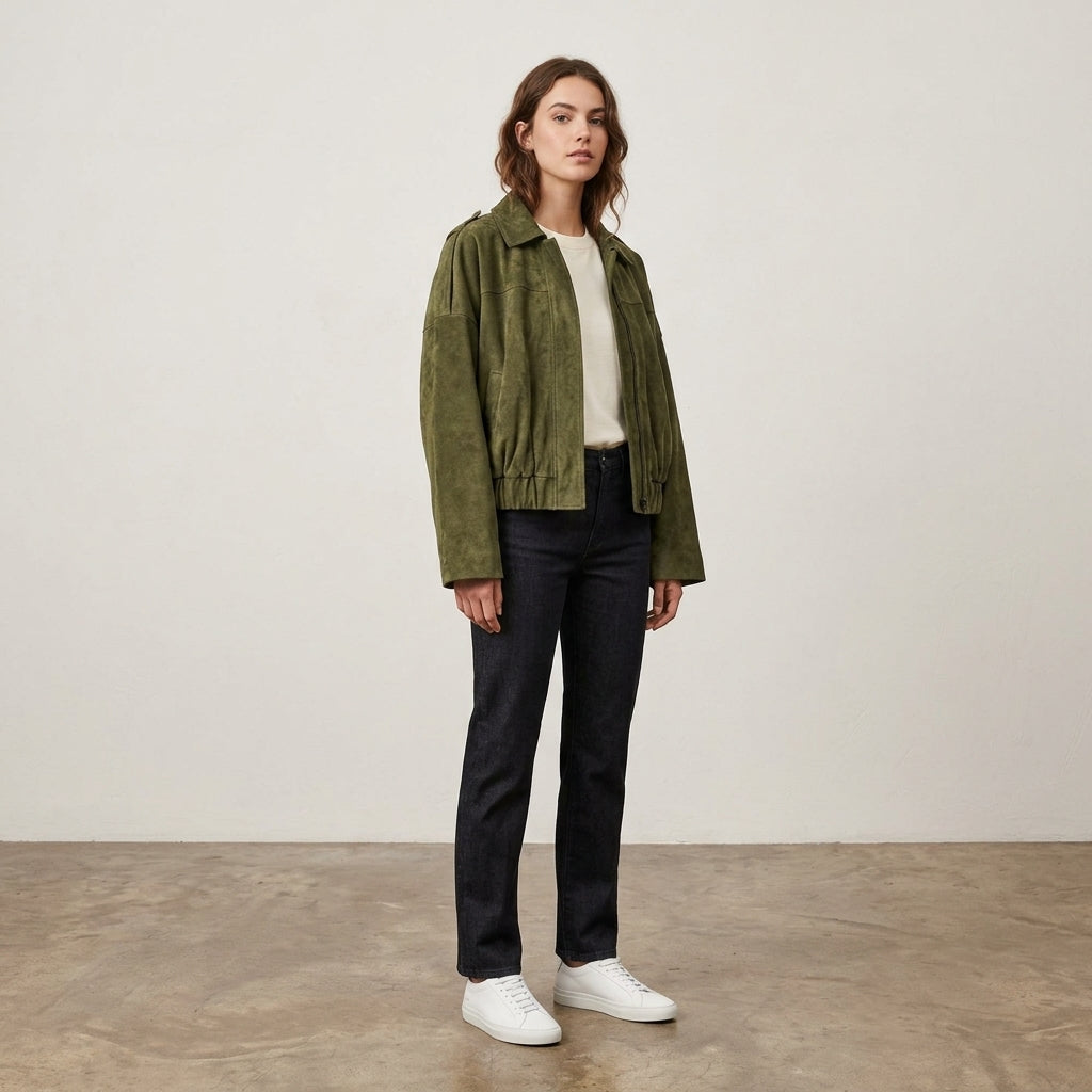 Elcevi | Elegant Suede Leather Jacket for Women