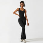 Elcevi |  Flared Jumpsuit with V-Neck and Shaping Fit for Women