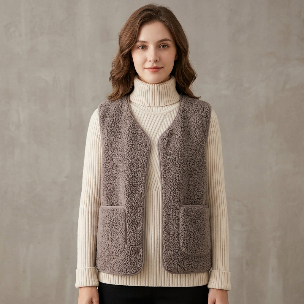 Elcevi | Soft Gilet with Buttons and Pockets For Women