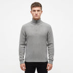 Elcevi | Slim Fit Sweater with Quarter Zip and High Collar For Men