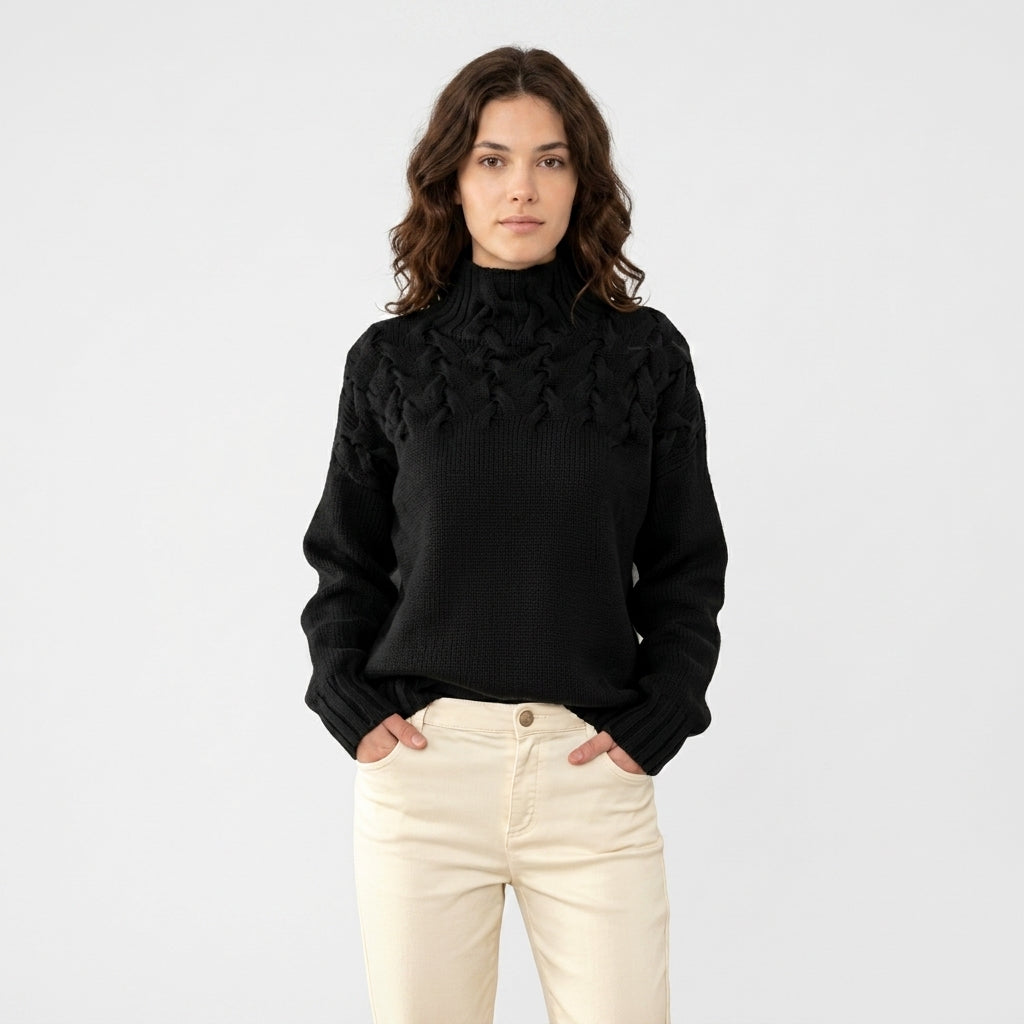Elcevi | Sweater with Cable Knit Detail For Women