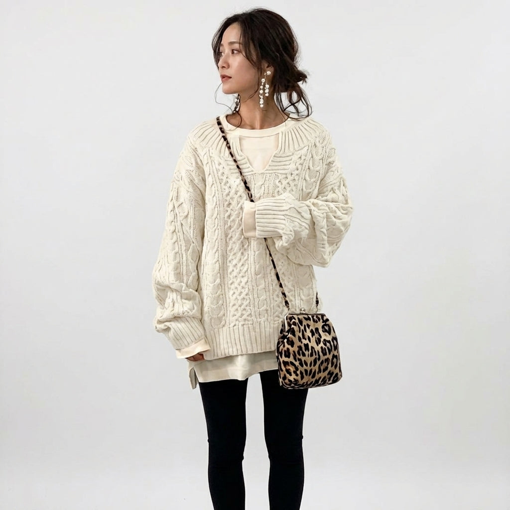 Elcevi | Oversized Knit Sweater For Women