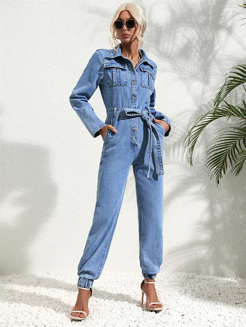 Bella | Modern Denim Utility Jumpsuit