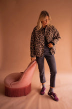 Eda - Women's leopard print jacket with snap buttons