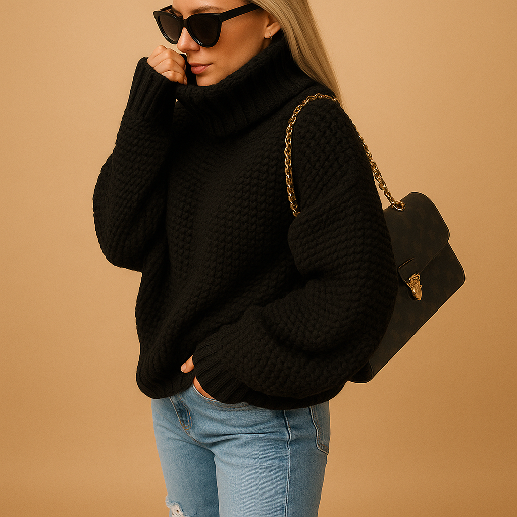 Women's Turtleneck Knit Jumper – Warm, Breathable & Timeless | Lia