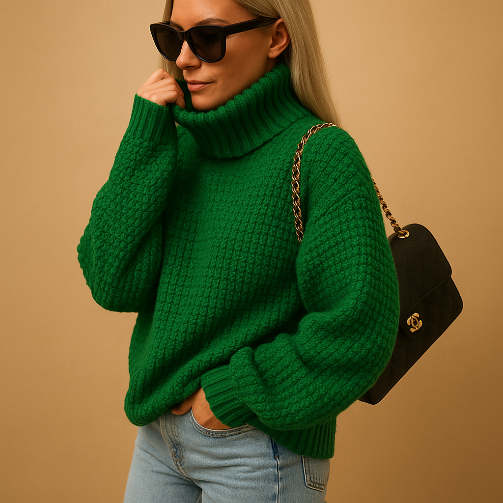Women's Turtleneck Knit Jumper – Warm, Breathable & Timeless | Lia