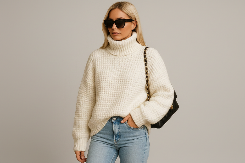 Women's Turtleneck Knit Jumper – Warm, Breathable & Timeless | Lia