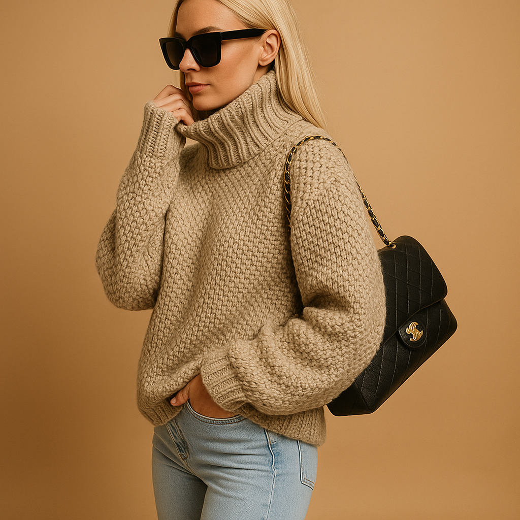 Women's Turtleneck Knit Jumper – Warm, Breathable & Timeless | Lia