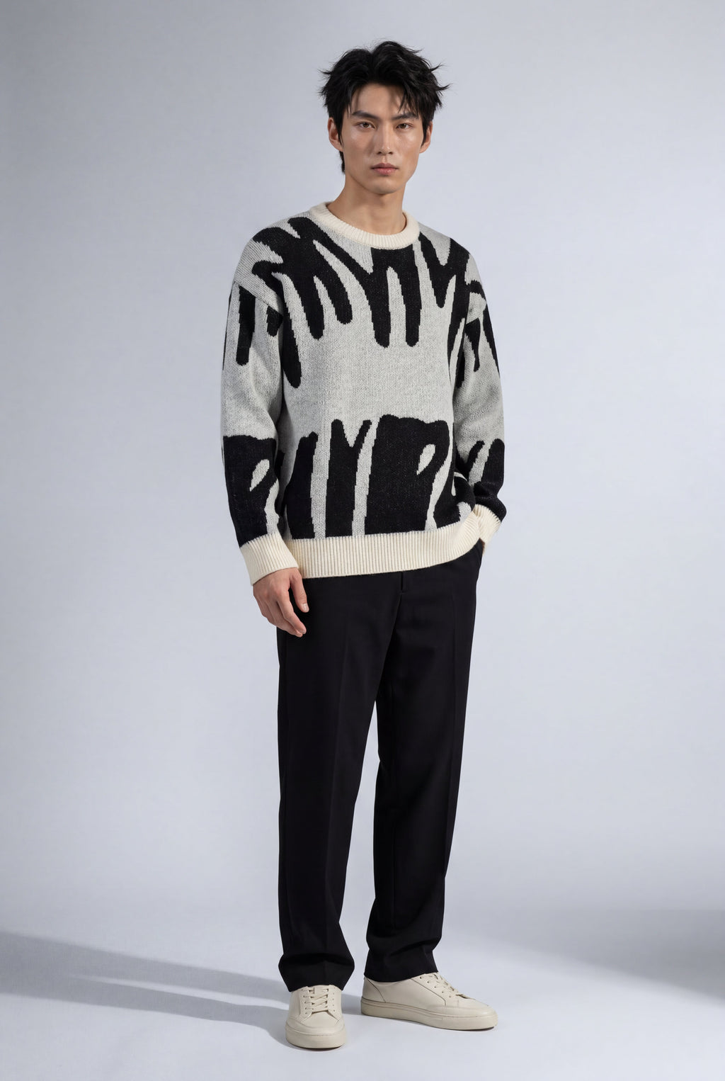 Abstract Intarsia Relaxed Crew Neck Jumper | James