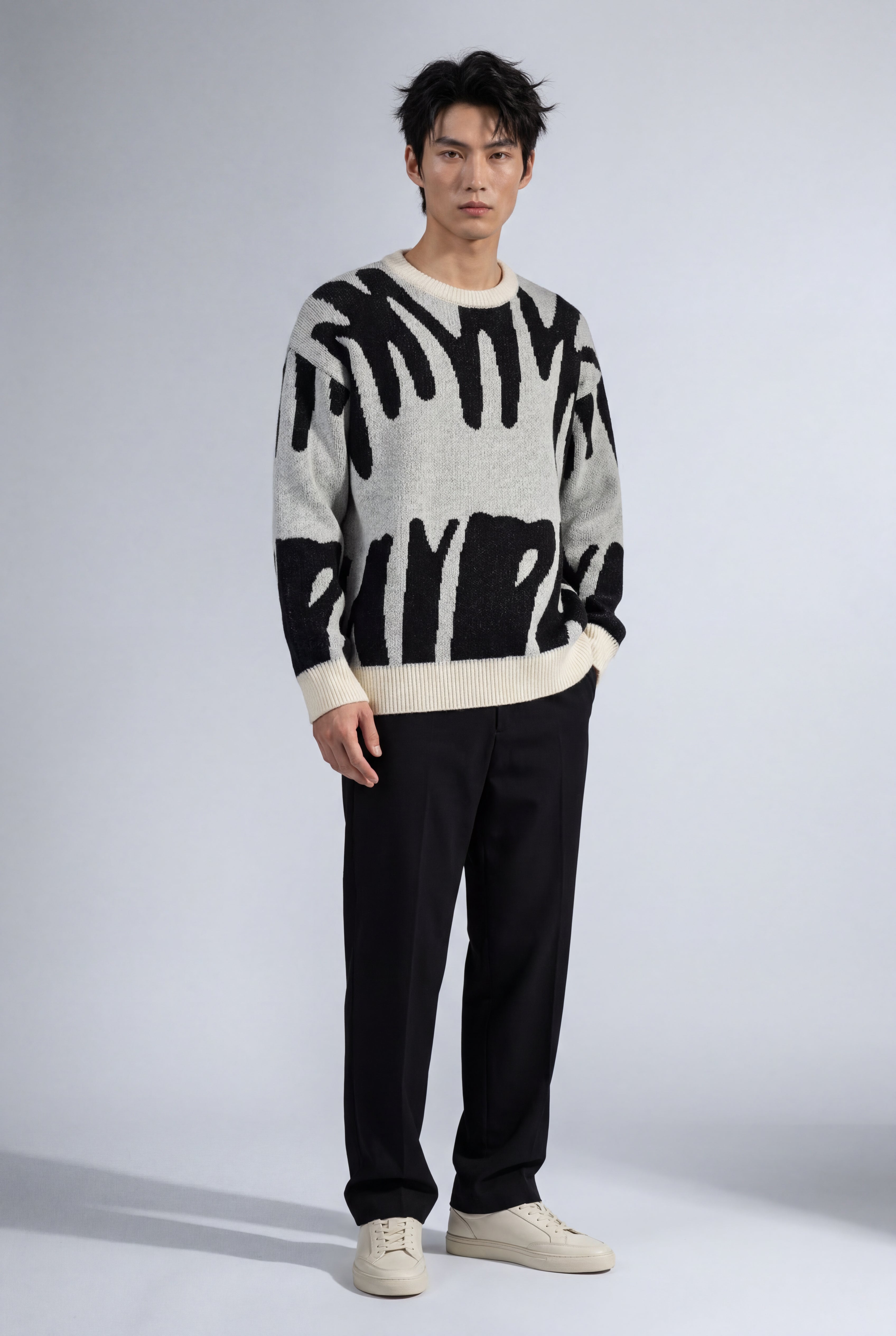 Abstract Intarsia Relaxed Crew Neck Jumper | James