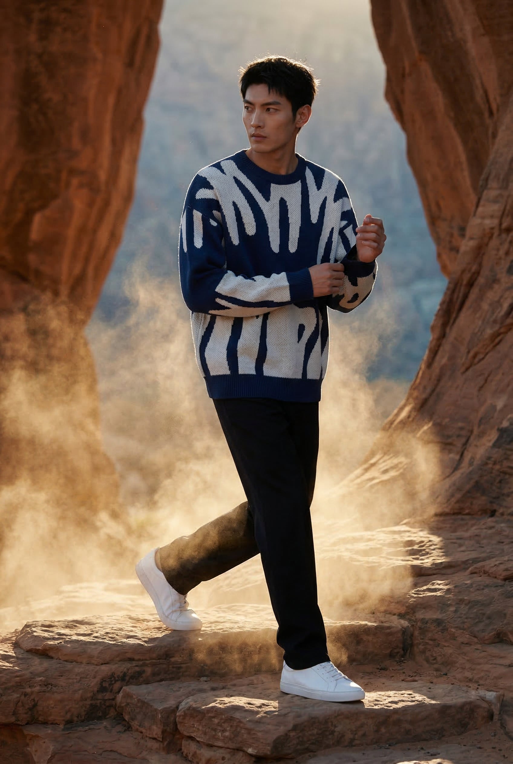 Abstract Intarsia Relaxed Crew Neck Jumper | James