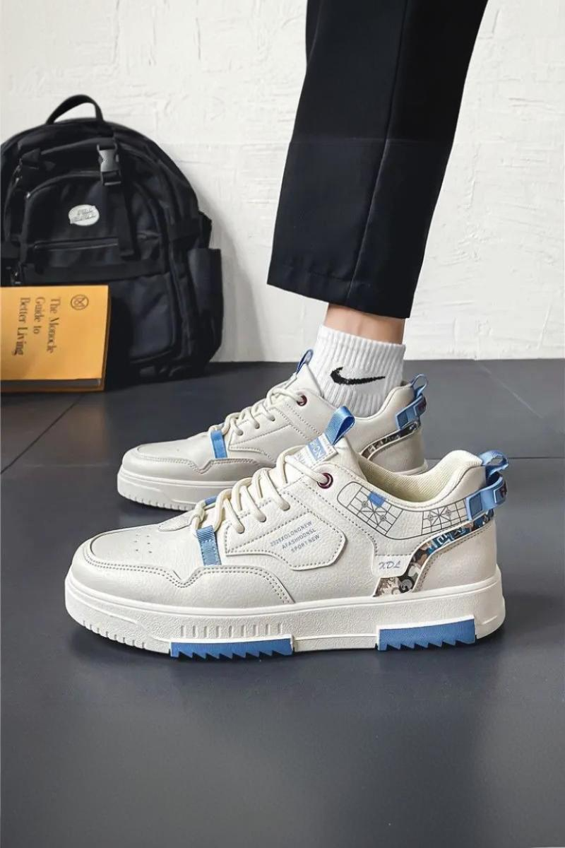 Liam | Artistic Wave Print Rope Lace Low-top Sneakers