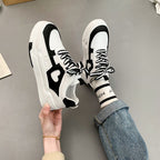 Lia | Black and White Chunky Heart-applique Sneakers