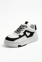 Lia | Black and White Chunky Heart-applique Sneakers