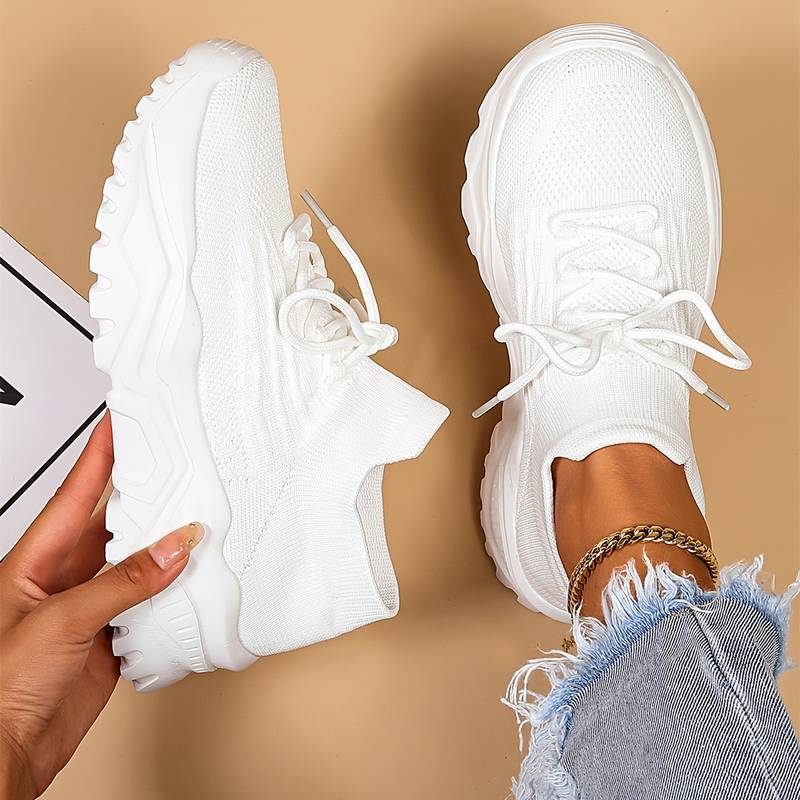 Lia | Chunky Sole Lace-up Sock Sneakers