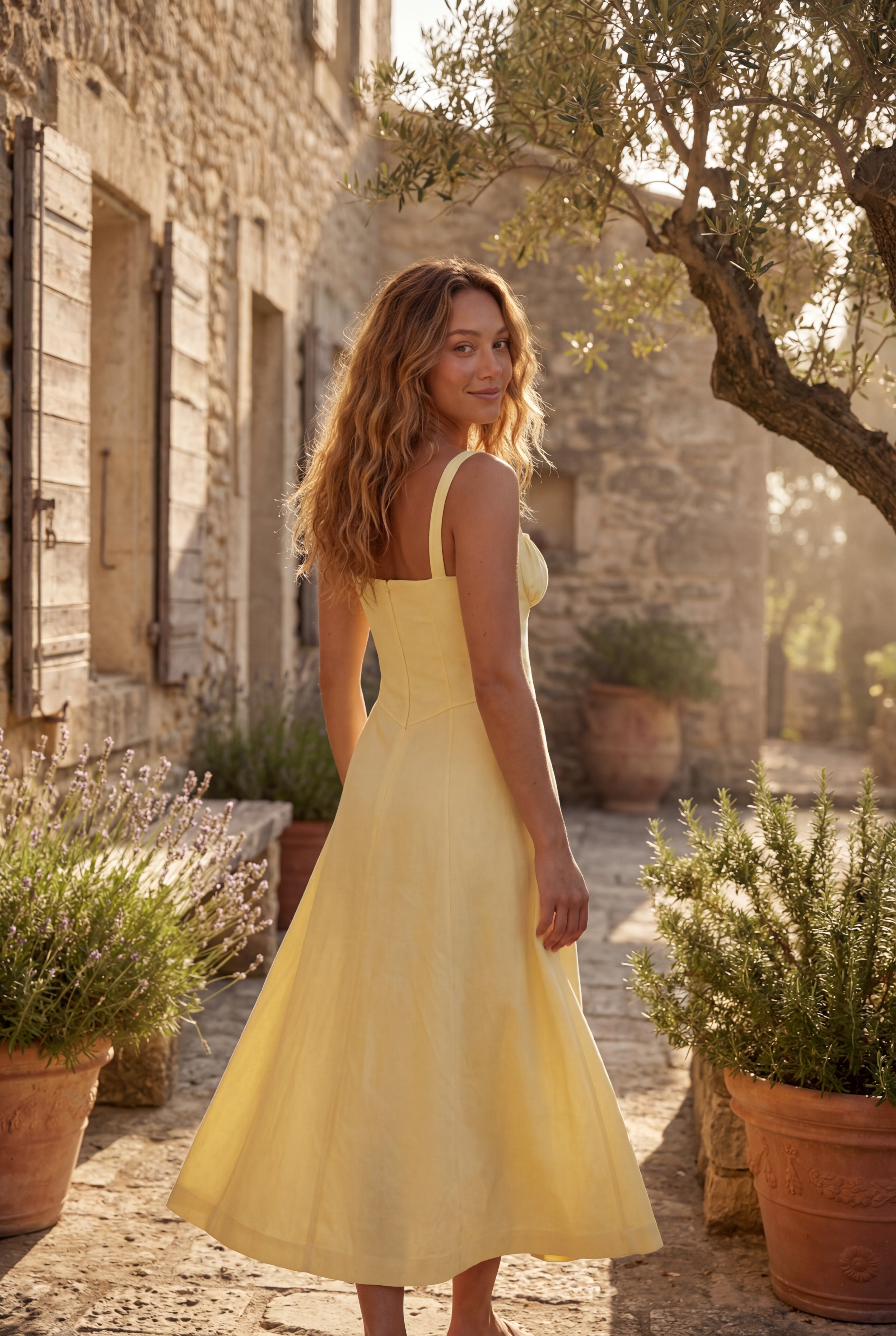 Alessia | Corset Bodice A-line Midi Dress with Sweetheart Neckline For Women