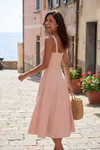 Alessia | Corset Bodice A-line Midi Dress with Sweetheart Neckline For Women