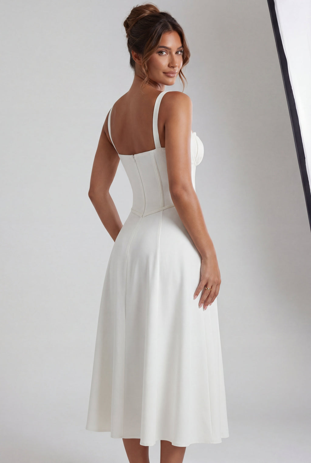 Alessia | Corset Bodice A-line Midi Dress with Sweetheart Neckline For Women