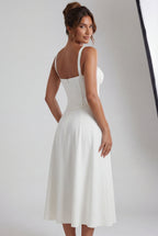 Alessia | Corset Bodice A-line Midi Dress with Sweetheart Neckline For Women