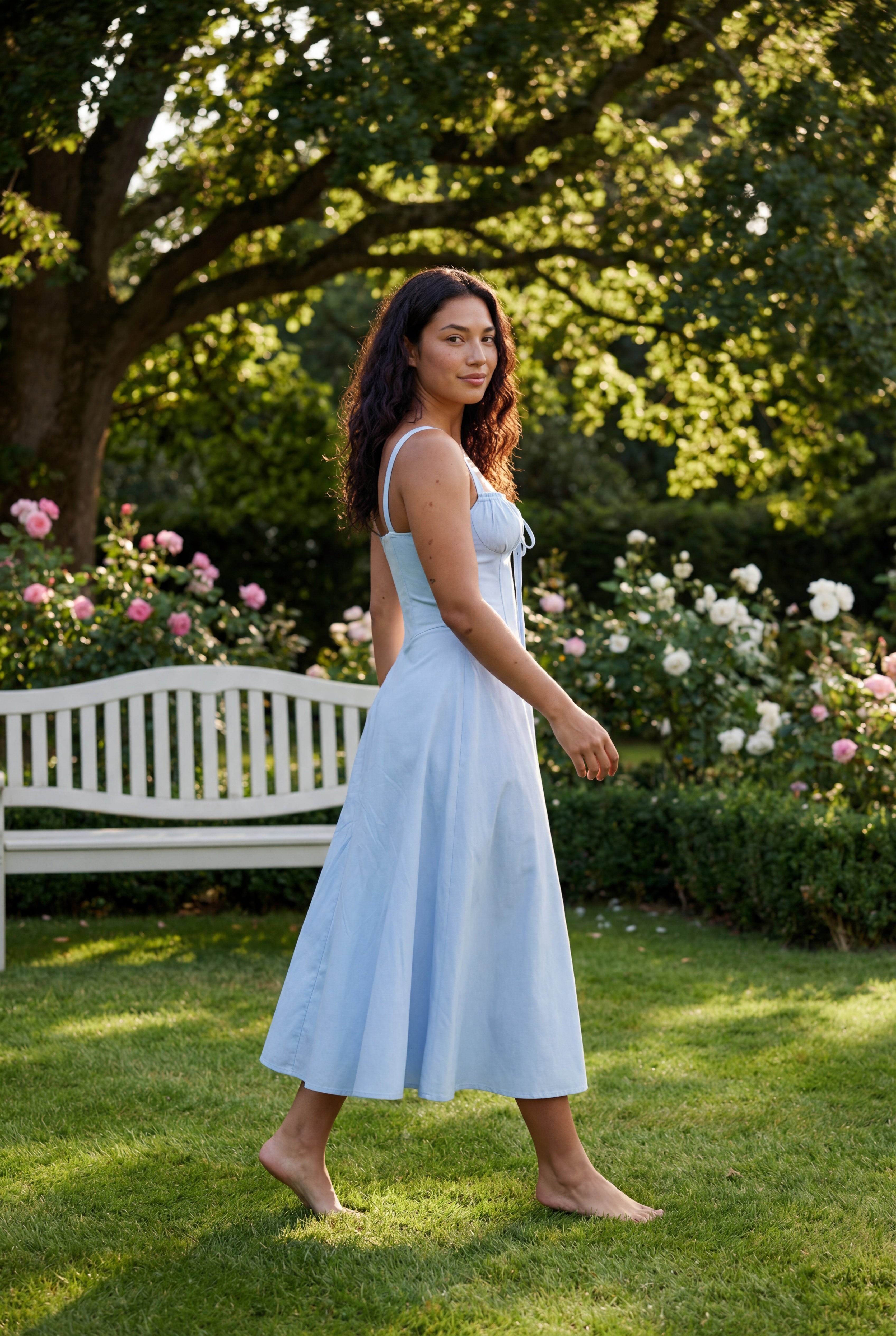 Alessia | Corset Bodice A-line Midi Dress with Sweetheart Neckline For Women