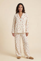 Lia | Cream Heart Print Relaxed Pajama Set