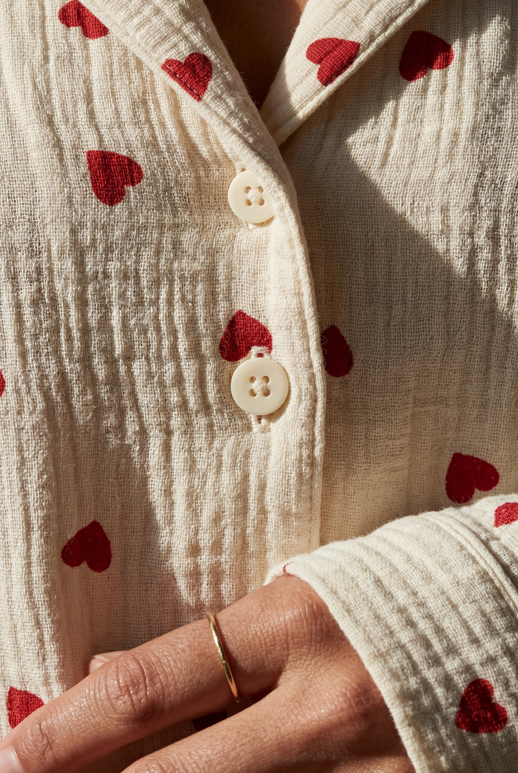 Lia | Cream Heart Print Relaxed Pajama Set
