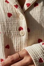 Lia | Cream Heart Print Relaxed Pajama Set