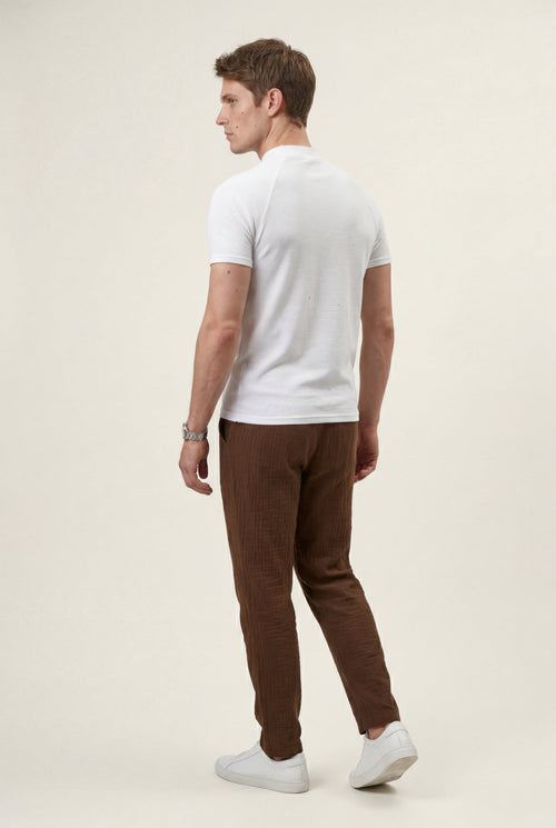 Crisp White Fitted Mock Neck Short Sleeve Tee | James