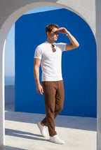 Crisp White Fitted Mock Neck Short Sleeve Tee | James