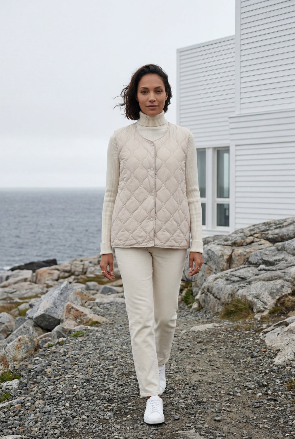 Lia | Diamond-quilted Sleeveless Bodywarmer Vest with Snap Closure
