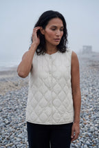 Lia | Diamond-quilted Sleeveless Bodywarmer Vest with Snap Closure