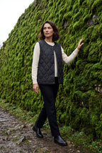Lia | Diamond-quilted Sleeveless Bodywarmer Vest with Snap Closure